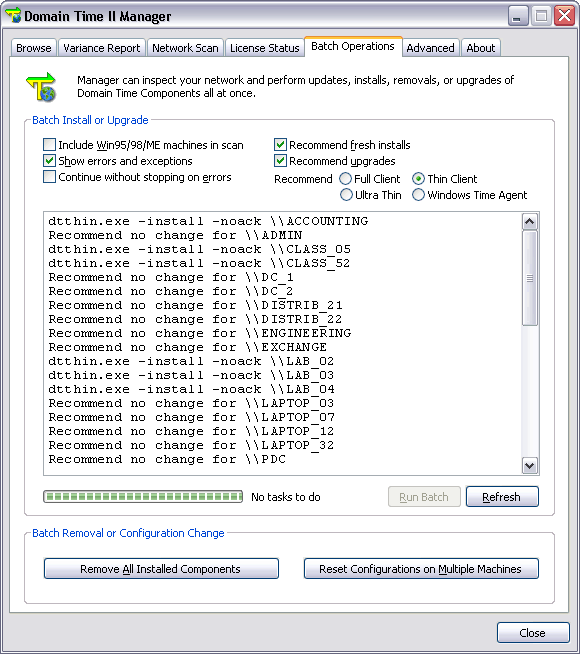 Domain Time II Manager - Batch Operations tab