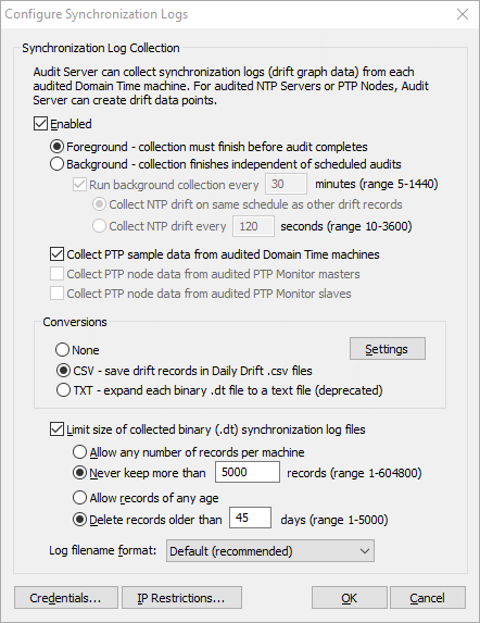 Synchronization Configuration Dialog