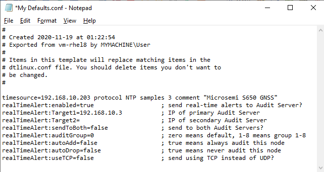 Manager - Editing a DTLinux template