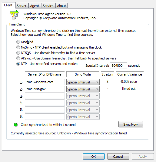 Domain Time II Windows Time Agent