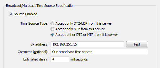 Add Broadcast/Multicast Time Source