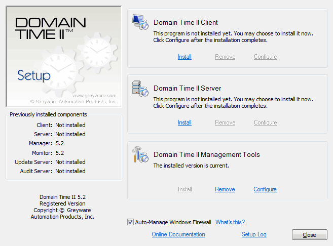 The Domain Time II Setup Program